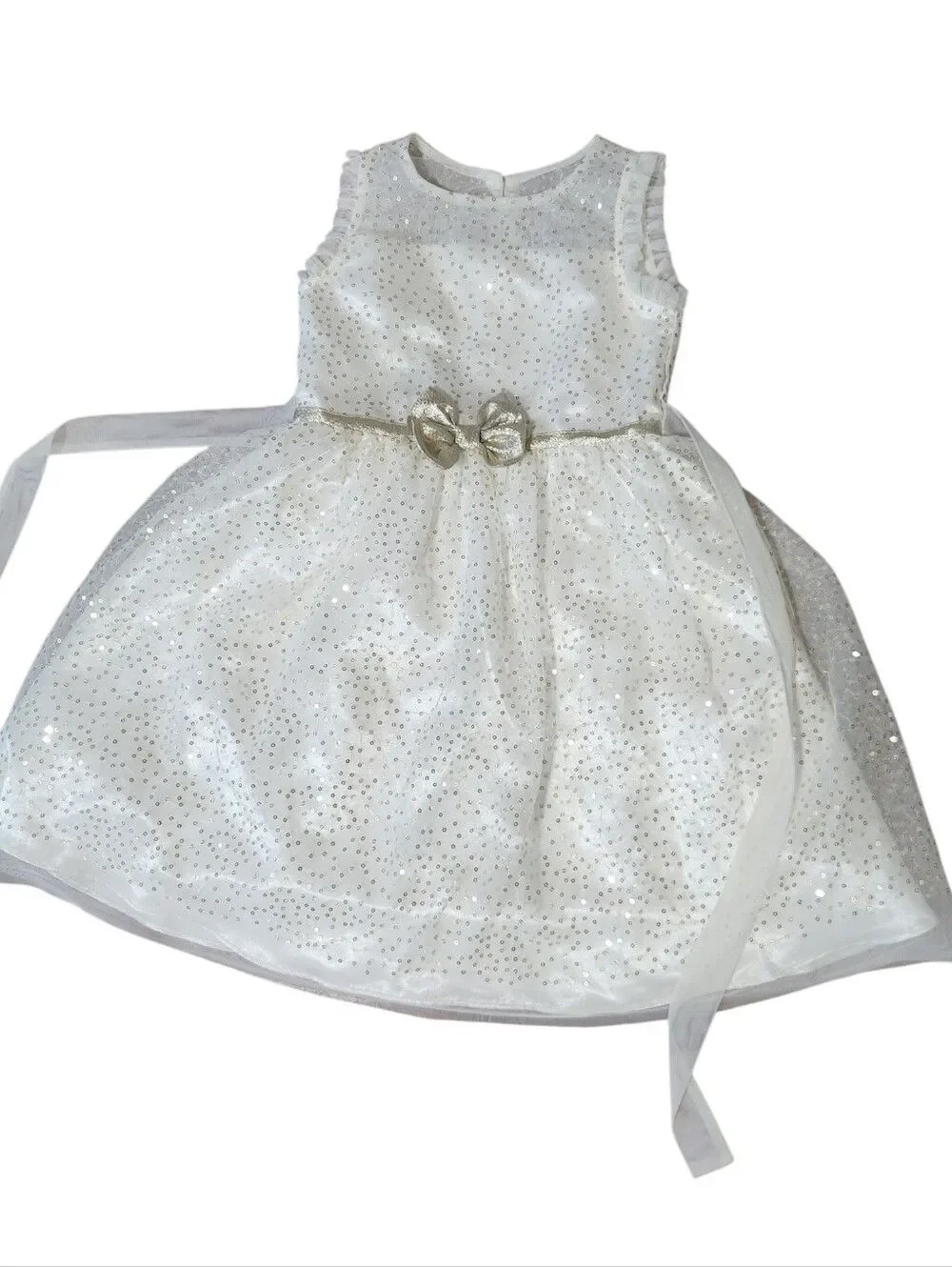 Jona Michelle Dress Size 6 Ivory Gold Sleeveless Full Long Flower Girl